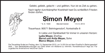 Traueranzeige von Simon Meyer von Pegnitz-Zeitung